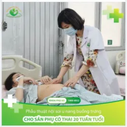 Phẫu thuật nội soi u nang buồng trứng cho Sản phụ có thai 20 tuần tuổi.