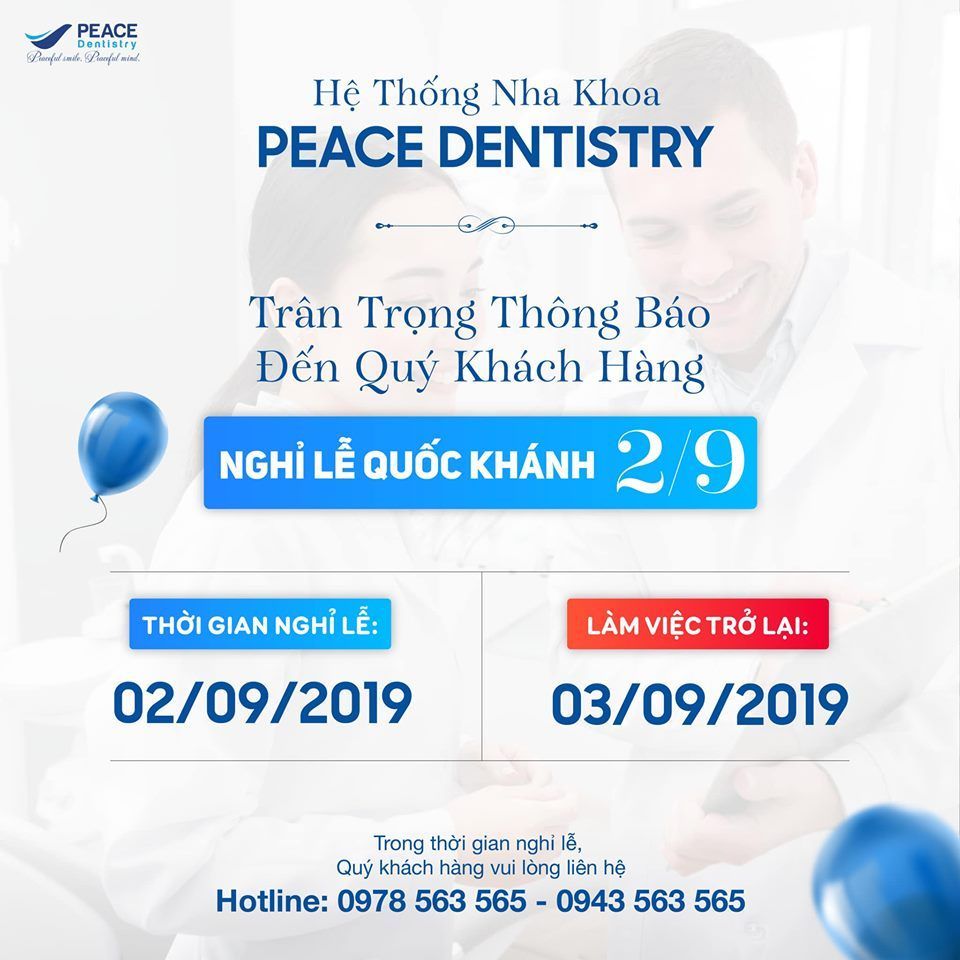 Nha khoa Peace Dentistry xin trân trọng thông báo