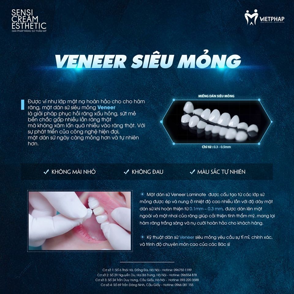 Với miếng dán sứ VENEER siêu mỏng chỉ từ 0.3 - 0.5 mm chúng tôi sẽ mang đến cho bạn một hàm răng đều đẹp, trắng sáng với cam kết: