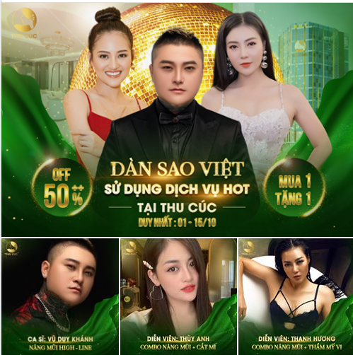 DÀN SAO VIỆT ĐÌNH ĐÁM SẼ QUY TỤ VÀO KHAI TRƯƠNG Thu Cuc Mega Beauty Center 70 Cầu Giấy - Hà Nộị