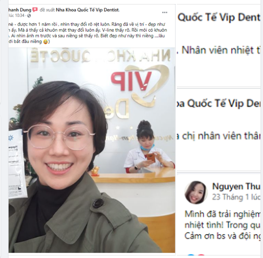 Thật sự mình đã đi khám ở rất nhiều trung tâm nhưng mình cảm thấy rất hài lòng và yên tâm nhất là ở nha khoa Vip Dentist.