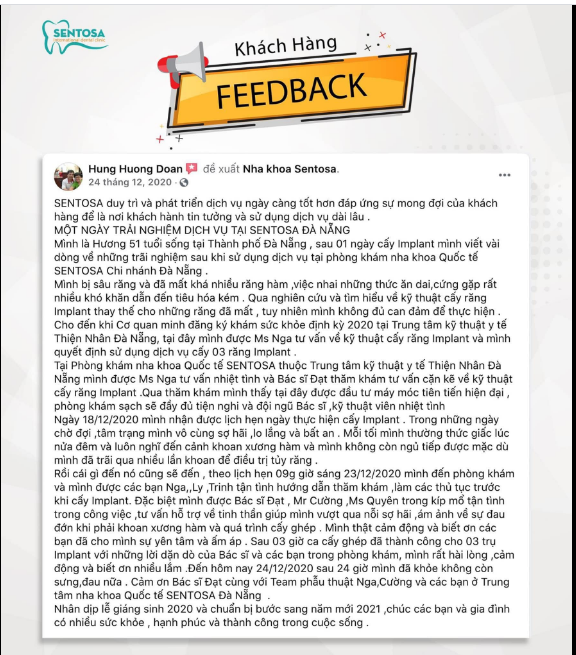 Cô Hương, năm nay đã 51 tuổi. Cô kể về những sự lo lắng, phân vân của mình có nên đi trồng răng Implant hay không.