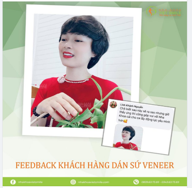 Hình ảnh feedback siêu xịn xò đến từ chị khách ruột khi lựa chọn dịch vụ dán sứ Veneer tại nha khoa Việt Smile
