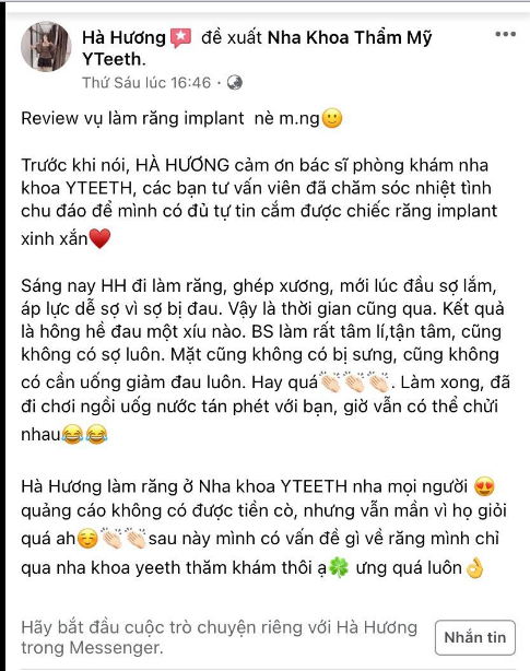 MUỐN BIẾT TRỒNG IMPLANT CÓ ĐAU HAY KHÔNG HÃY NGHE KHÁCH HÀNG CỦA YTEETH CHIA SẺ