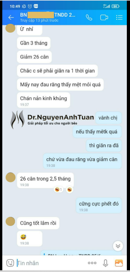 Sau 2,5 tháng thực hiện Thu nhỏ Dạ dày, bệnh nhân giảm 26kg