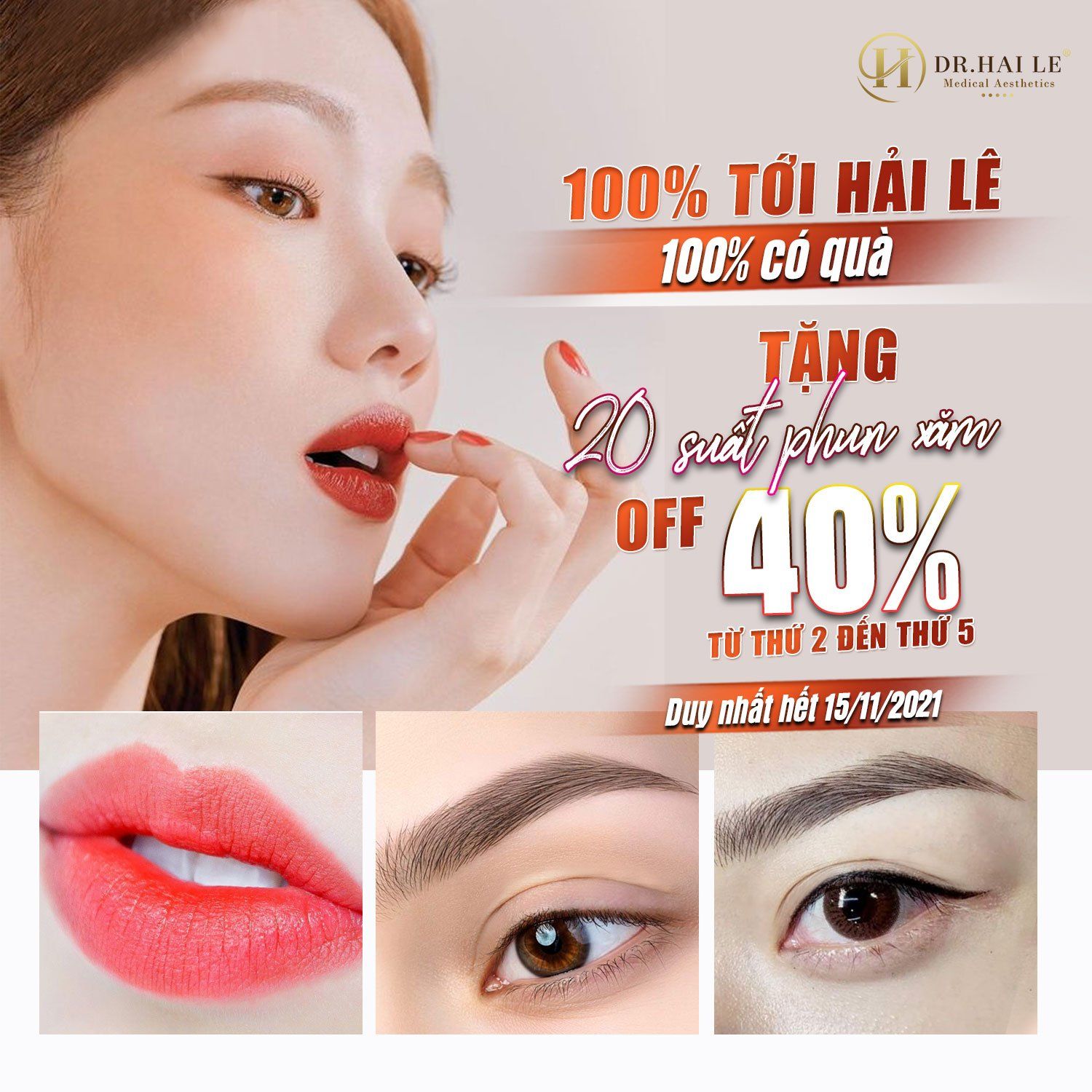 "Mặt mộc cũng xinh" cùng ưu đãi phun xăm thẩm mỹ lên đến 30% tại Dr.Hải Lê.!