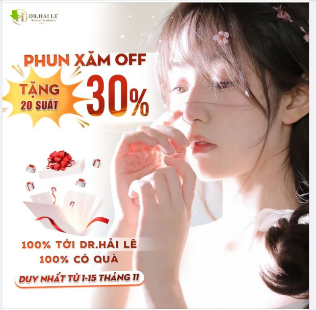 "Mặt mộc cũng xinh" cùng ưu đãi phun xăm thẩm mỹ TẶNG 20 suất phun xăm thẩm mỹ đến 40% tại Dr.Hải Lê.!