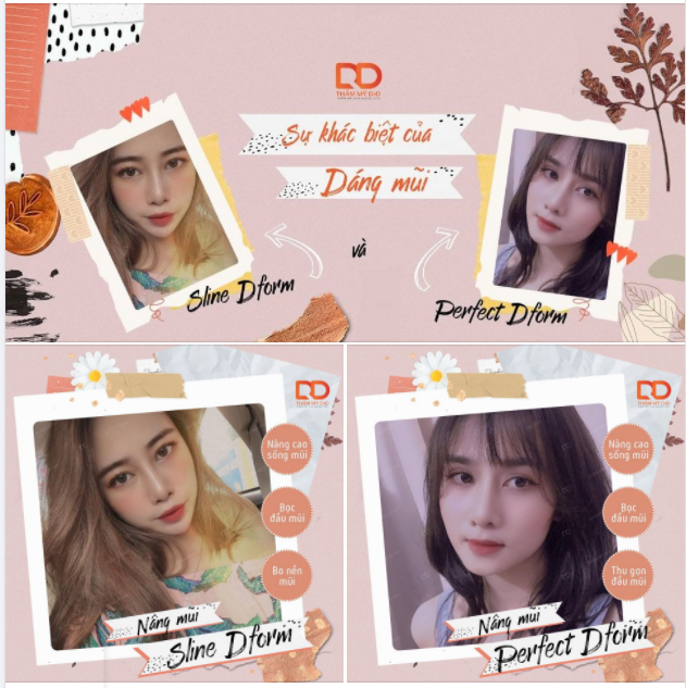 Thử đặt lên bàn cân 2 dáng mũi Sline Dform và Perfect Dform Mũi tám lạng thì dáng nửa cân.