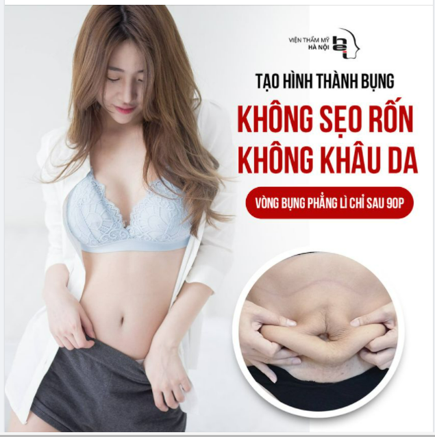 Vòng bụng phẳng lì sau 90P thực hiện TẠO HÌNH THÀNH BỤNG KHÔNG SẸO RỐN - KHÔNG KHÂU DA