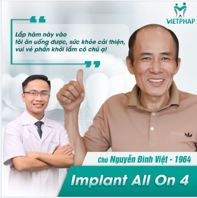 "Lắp hàm này vào tôi ăn uống được, sức khỏe cải thiện, vui vẻ phấn khởi lắm cô chú ạ!" chú Nguyễn Đình Việt 