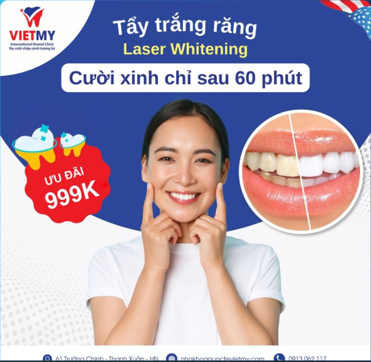 TẨY TRẮNG RĂNG LASER WHITENING - CƯỜI XINH CHỈ SAU 60 PHÚT