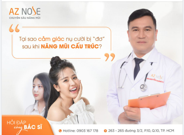 Giải đáp về cảm giác cười bị đơ sau khi nâng mũi cấu trúc