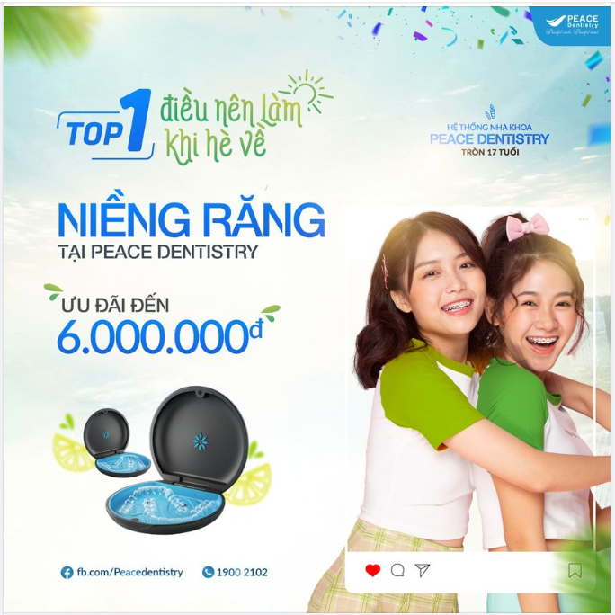 TOP 1 - NIỀNG RĂNG TẠI PEACE DENTISTRY & NHẬN SIÊU ƯU ĐÃI LÊN ĐẾN 6,000,000đ. GÉT GÔ!