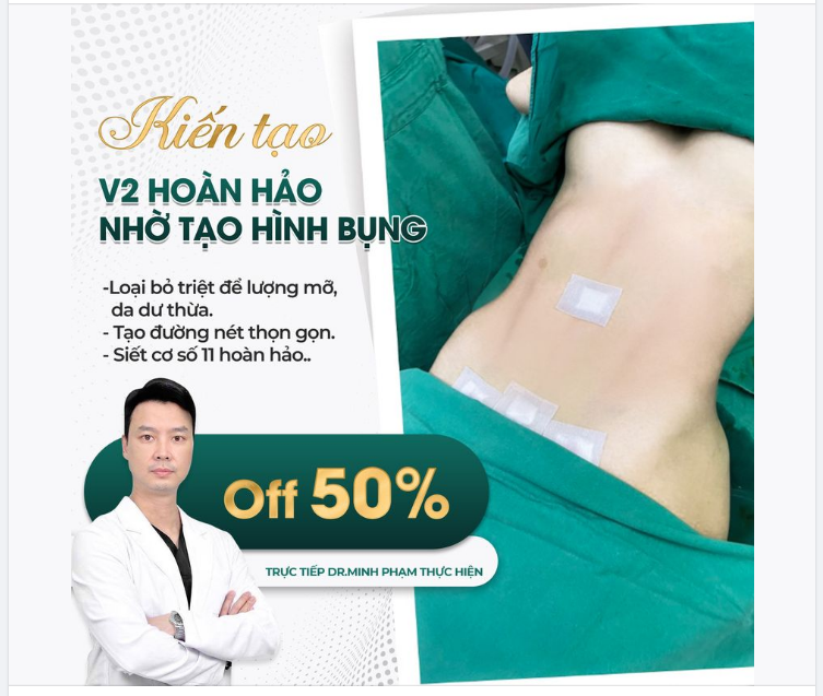 Kiến tạo V2 hoàn hảo nhờ combo Hút m.ỡ tạo hình thành bụng trợ giá 25 tr
