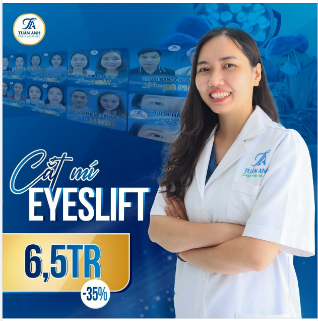 Mí lót, một mí, bé, cung mày nhiều da chùng.....sẽ được khắc phục cải thiện rõ nét bởi Cắt mí EyesLift - Nâng cung mày vô khuẩn tại Thẩm mỹ Tuấn Anh