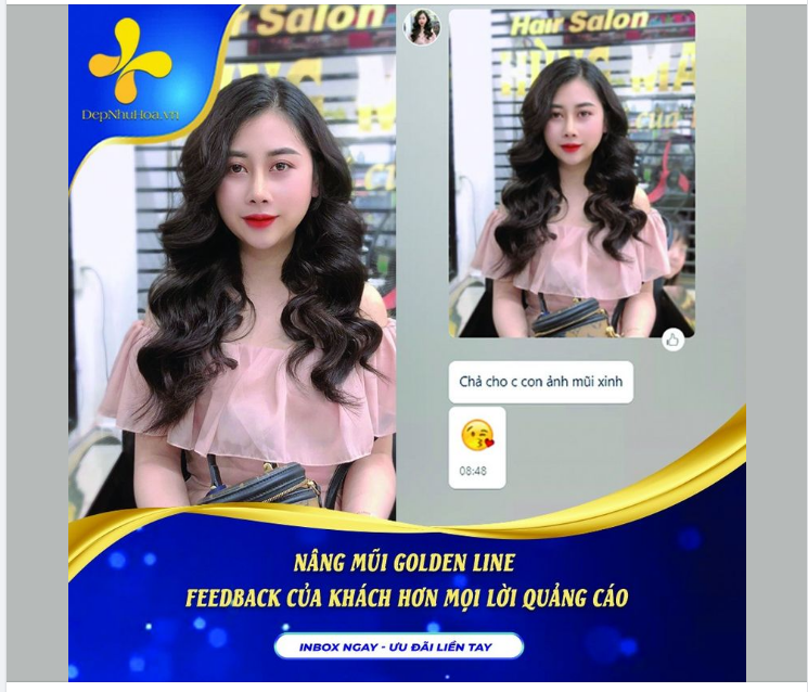 NỮ KHÁCH HÀNG GỬI ẢNH FEEDBACK SAU KHI NÂNG MŨI GOLDEN LINE