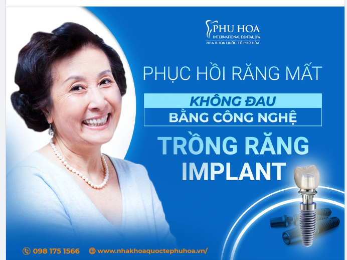 PHỤC HỒI RĂNG MẤT KHÔNG ĐAU BẰNG CÔNG NGHỆ TRỒNG RĂNG IMPLANT