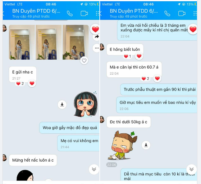 Bệnh nhân Duyên của chúng tôi đã giảm được hơn 20kg sau 3 tháng phẫu thuật nội soi thu nhỏ dạ dày.