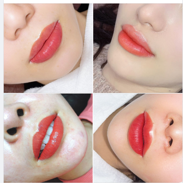 Phục kích tại phòng phun xăm ​​​​​​​ chụp ảnh môi mới phun xong, đẹp mướt mượt!