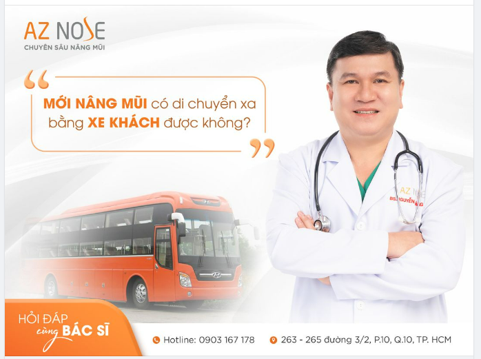 Mới nâng mũi được di chuyển bằng xe khách không