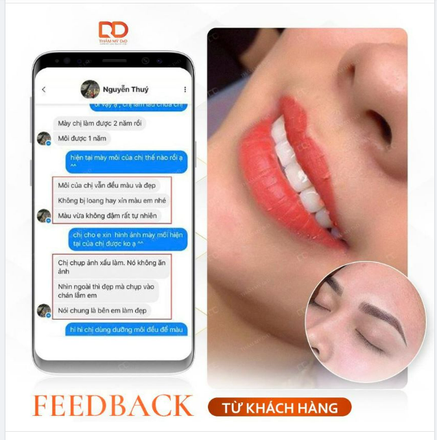 KHÁCH HÀNG THỰC HIỆN COMBO PHUN MÔI + PHUN MÀY FEEDBACK TẶNG DRD.