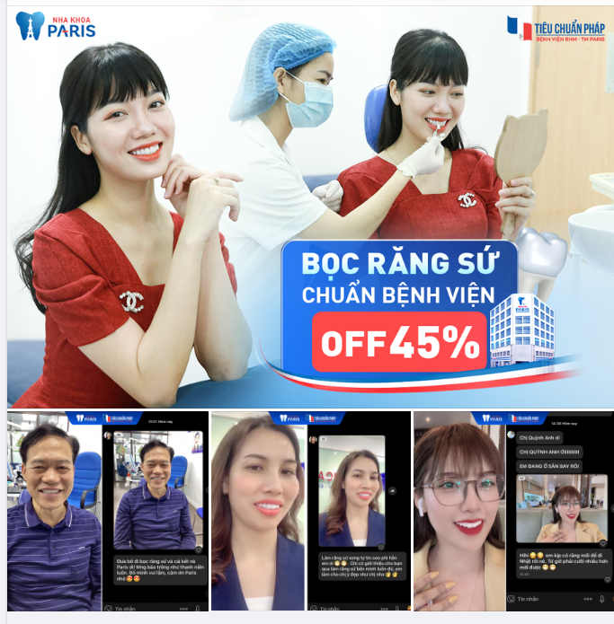Hơn 15.000 KH đã bọc răng sứ thành công tại Paris >> 100% Hài Lòng Tuyệt Đối