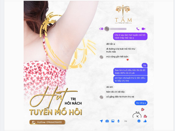 Lời nói chân thực nhất chính là Feedback của khách hàng sau khi sử dụng dịch vụ Hút tuyến mồ hôi trị hôi nách