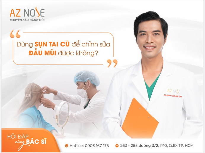 Dùng lại sụn tai cũ để chỉnh sửa đầu mũi được không