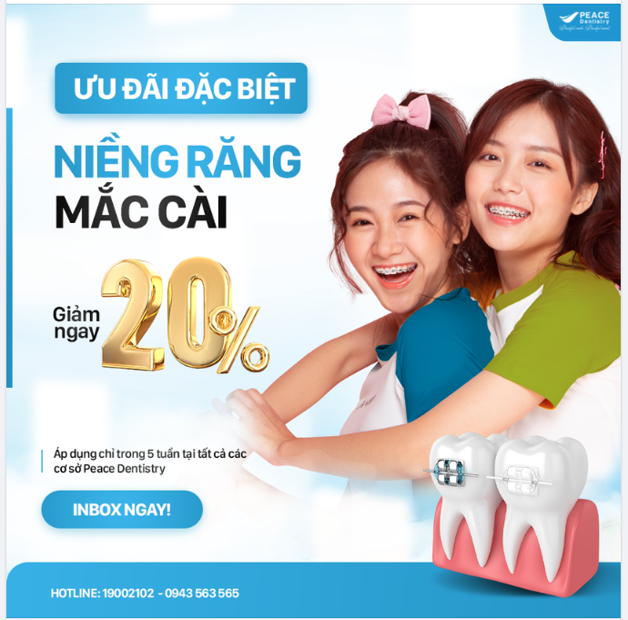 NIỀNG RĂNG MẮC CÀI GIẢM NGAY 20% - MIỄN PHÍ KHÁM TƯ VẤN CÙNG BÁC SĨ CHỈNH NHA GIỎI VÀ TẬN TÂM.