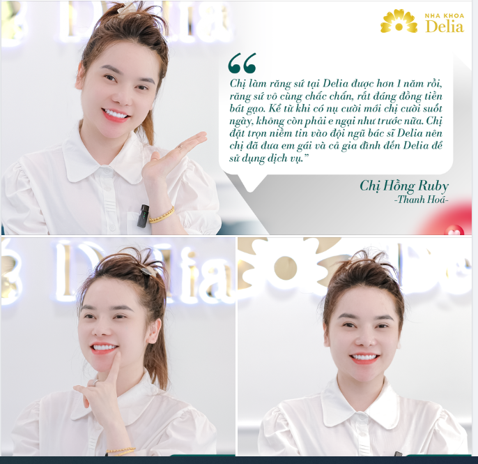 Khách hàng Hồng Ruby khoe nụ cười rạng rỡ theo thời gian
