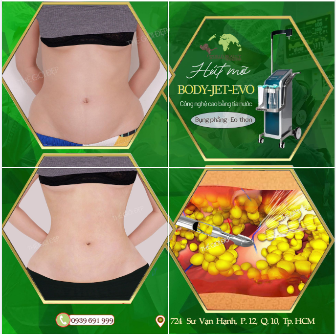 3 không với hút mỡ tạo hình Body Đồng hồ cát bằng tia nước công nghệ Đức Body Jet Evo