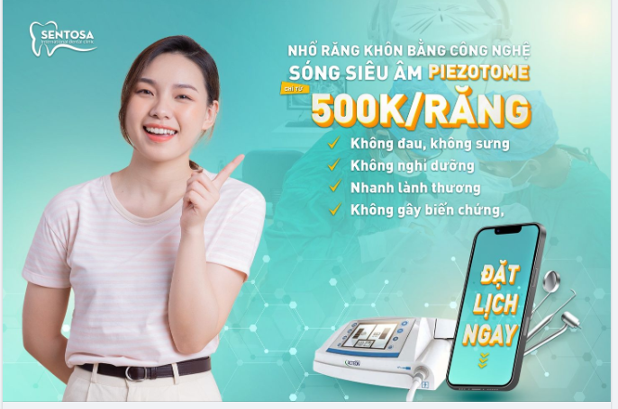 NHỔ RĂNG KHÔN BẰNG CÔNG NGHỆ SÓNG SIÊU ÂM PIEZOTOME CHỈ TỪ 500K/RĂNG