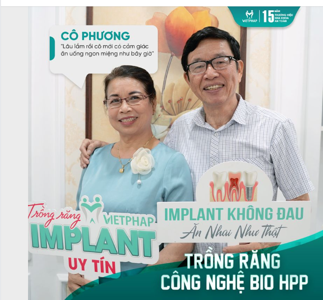 Cô Phương: "Cô làm răng không thấy chút nào đau đớn cả! Lâu lắm rồi cô mới có cảm giác ăn uống ngon miệng như bây giờ. Cảm ơn Việt Pháp"