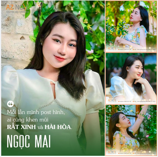 Feedback sau 1 tháng. Nàng 2K3 xinh đẹp nhẹ nhàng với dáng mũi Sline cao vừa