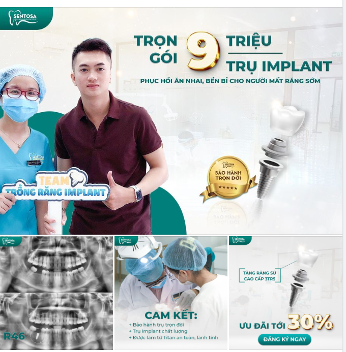 TRỌN GÓI 9 TRIỆU/TRỤ IMPLANT PHỤC HỒI ĂN NHAI, BỀN BỈ CHO NGƯỜI MẤT RĂNG SỚM