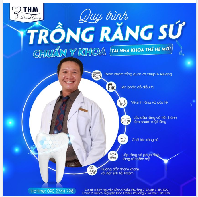QUY TRÌNH TRỒNG RĂNG SỨ CHUẨN Y KHOA TẠI NHA KHOA THẾ HỆ MỚI