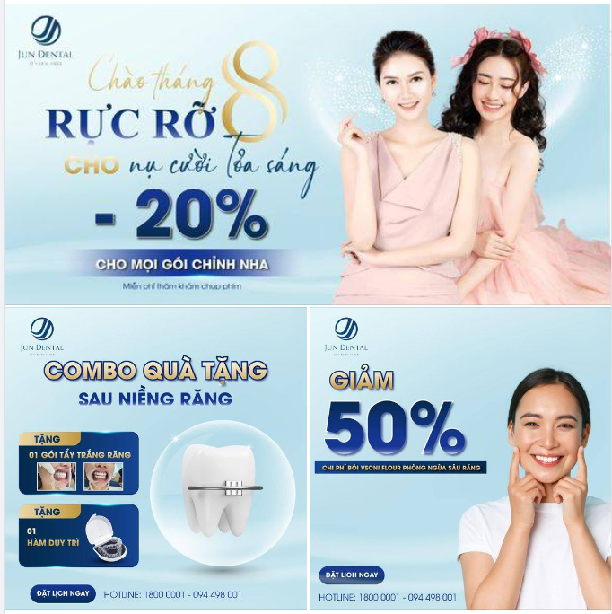 CHÀO THÁNG 8 RỰC RỠ - ƯU ĐÃI 20% CHO MỌI GÓI CHỈNH NHA TẠI JUN DENTAL