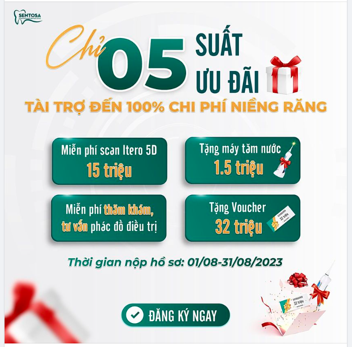 SIÊU HOT - TÀI TRỢ ĐẾN 100% CHI PHÍ NIỀNG RĂNG CHO 05 NGƯỜI MAY MẮN NHẤT