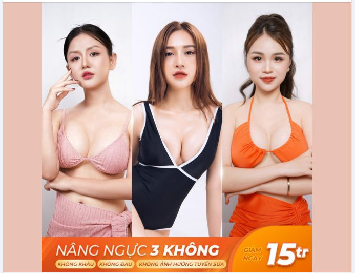 NÂNG NGỰC 3 KHÔNG: KHÔNG KHÂU - KHÔNG ĐAU - KHÔNG ẢNH HƯỞNG TUYẾN SỮA  KHÔNG KHÂU