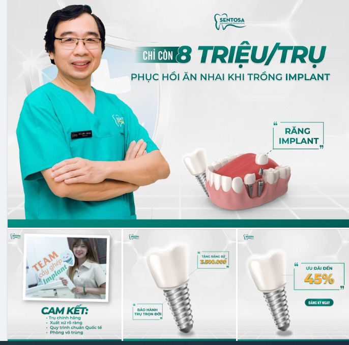 CHỈ 8 TRIỆU/TRỤ, PHỤC HỒI ĂN NHAI KHI TRỒNG IMPLANT