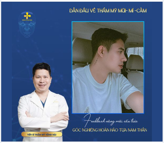 Feedback nâng mũi Mũi đẹp chuẩn “nam thần”, bật nét quyến rũ, thu hút ánh nhìn.