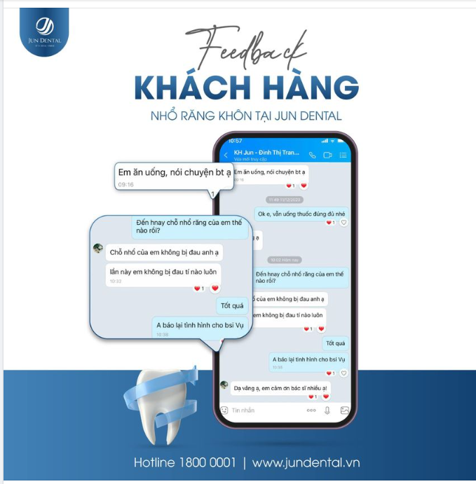 FEEBBACK KHÁCH HÀNG NHỔ RĂNG KHÔN TẠI JUN DENTAL
