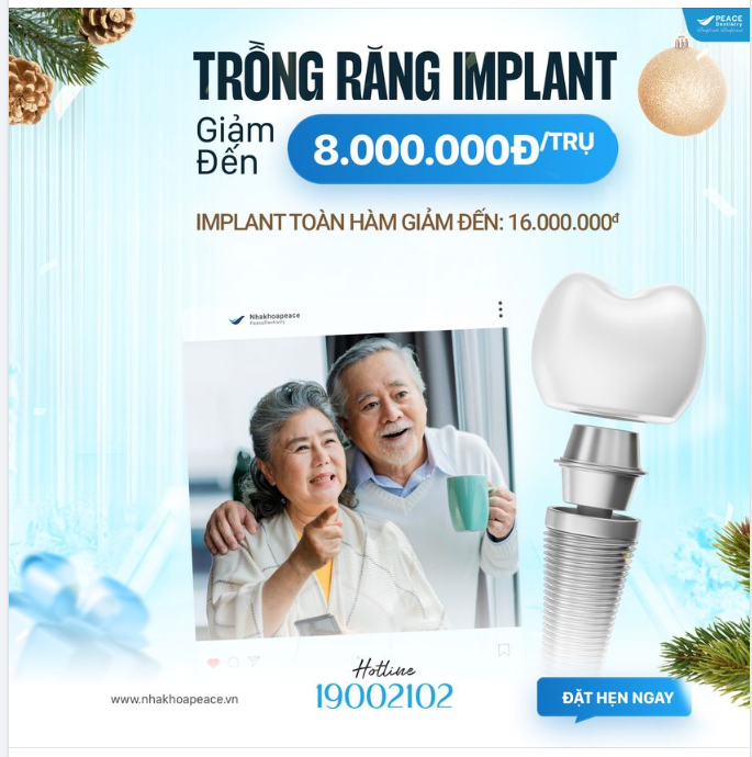TRỒNG RĂNG IMPLANT VỚI CHI PHÍ TIẾT KIỆM NHẤT NĂM TẠI PEACE DENTISTRY