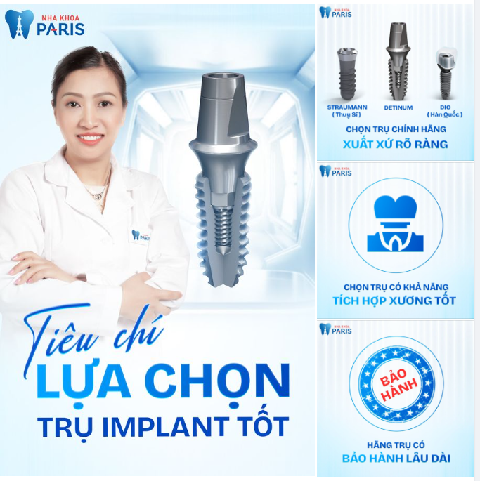 TIÊU CHÍ ĐỂ LỰA CHỌN TRỤ IMPLANT TỐT