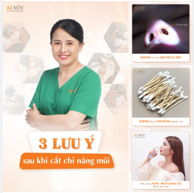 3 ĐIỀU CẦN LƯU Ý SAU KHI CẮT CHỈ NÂNG MŨI