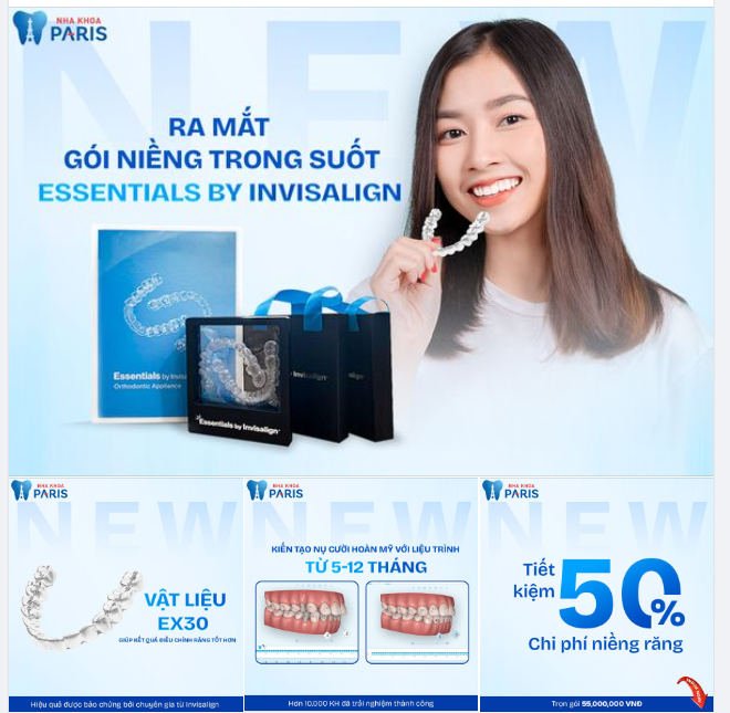 Nha khoa Paris trân trọng giới thiệu - INVISALIGN ESSENTIALS - Sản phẩm mới của hãng niềng răng Invisalign - Top 1 Thế giới.