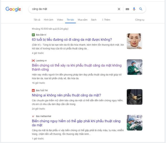 "Căng da mặt" - Cụm từ đang nhận được nhiều sự quan tâm của chị em yêu làm đẹp. Gõ vào ô tìm kiếm và kết quả là đây.