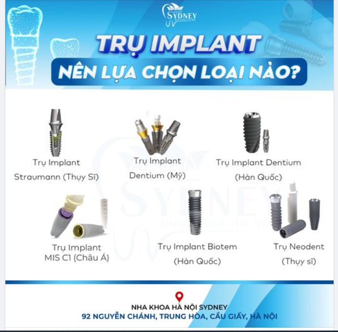 TRỒNG RĂNG IMPLANT - NÊN LỰA CHỌN LOẠI TRỤ NÀO?
