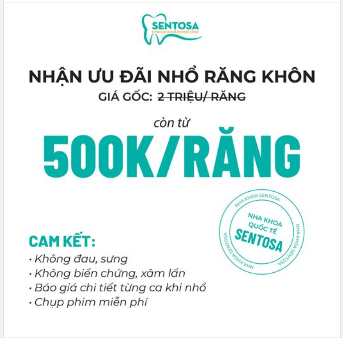 NHẬN ƯU ĐÃI NHỔ RĂNG KHÔN ƯU ĐÃI CÒN TỪ 500K/RĂNG