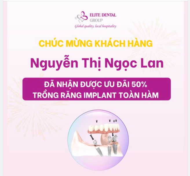 THÔNG BÁO KẾT QUẢ GIẢI THƯỞNG 50% TRỒNG RĂNG IMPLANT TOÀN HÀM